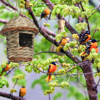 Handwoven Straw Bird Nest Paparot Hatching Υπαίθριος Κήπος Κρεμαστά Εκκολάπτοντας Σπιτάκι εκτροφής Αξεσουάρ φωλιά πουλιών