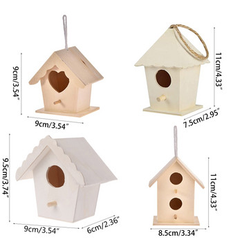 Δημιουργικό Ξύλινο Σπίτι Κολίμπρι με Σχοινί Κρεμαστό Σπίτι Κηπουρική 6 Διακόσμηση Μικρή ζεστή φωλιά πουλιών Τύποι Diy τοίχου