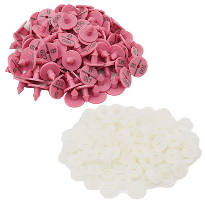 100 gab. Truša ausu zīmogs ar uzrakstu “Word Ear” ar lāzera ierakstīšanu vara galvas auskari ar 001–100 vārdu lauksaimniecības dzīvnieku identifikācijas karti