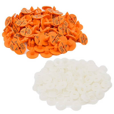 100 gab. Truša ausu zīmogs ar uzrakstu “Word Ear” ar lāzera ierakstīšanu vara galvas auskari ar 001–100 vārdu lauksaimniecības dzīvnieku identifikācijas karti