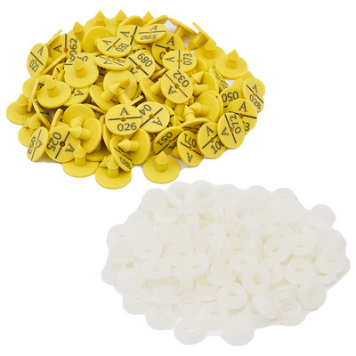 100 gab. Truša ausu zīmogs ar uzrakstu “Word Ear” ar lāzera ierakstīšanu vara galvas auskari ar 001–100 vārdu lauksaimniecības dzīvnieku identifikācijas karti