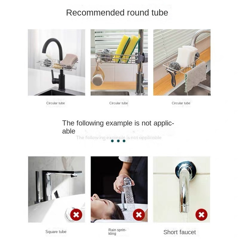 Jaucējkrānu statīvs Nerūsējošais tērauds Mājsaimniecības virtuves piederumi Izlietnes notekas Creative Viena slāņa lupata sanitārtehnikas izstrādājumu uzglabāšanas plaukti