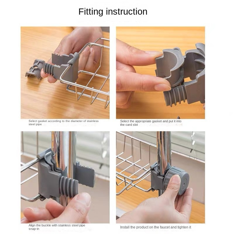 Jaucējkrānu statīvs Nerūsējošais tērauds Mājsaimniecības virtuves piederumi Izlietnes notekas Creative Viena slāņa lupata sanitārtehnikas izstrādājumu uzglabāšanas plaukti