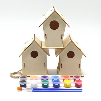 Направи си сам Bird House Puzzle Kit Crafts Toys Ръчно изработени играчки за деца Дървен пъзел Birdhouse Model Building Kit за домашен декор