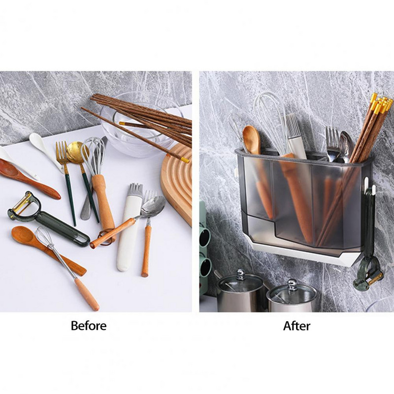 Ērts galda piederumu drenāžas tvertne plastmasas galda piederumu drenāžas statīvs Ventilācija galda piederumi karotes plaukts irbulīši Būris Vietas taupošs