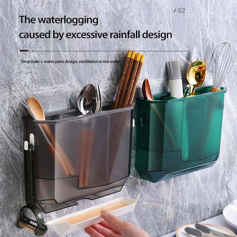 Ērts galda piederumu drenāžas tvertne plastmasas galda piederumu drenāžas statīvs Ventilācija galda piederumi karotes plaukts irbulīši Būris Vietas taupošs