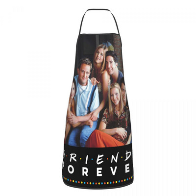 Unisex Draugi Logo Simbols Virtuve Šefpavārs Ēdienu gatavošana Priekšauts Sievietes Vīrieši Klasisks TV šovs Tablier virtuve dārzkopībai
