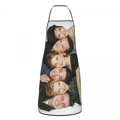 Unisex Draugi Logo Simbols Virtuve Šefpavārs Ēdienu gatavošana Priekšauts Sievietes Vīrieši Klasisks TV šovs Tablier virtuve dārzkopībai