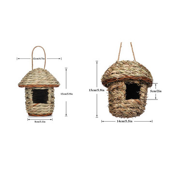 Ръчно изтъкано сламено гнездо за птици Папагал, люпещ се за размножаване, трева, пещера, градински консумативи, трева, къщичка за птици, гнездо за колибри за дома на морава