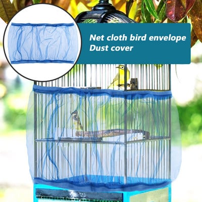 Mesh Bird Cage Cover Nylon Dustproof Parrot Birdcage Net Pet Accessories Fabric Mesh Bird Cage Cover Seed Catcher Guard