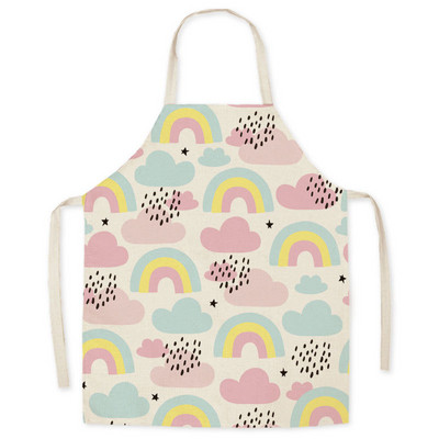 Lina karikatūra Mākoņa varavīksnes priekšauts Eļļas necaurlaidīgs priekšauts Vecākiem un bērniem Virtuve Bez piedurknēm Priekšauts Priekšauts Virtuve Delantal Cocina Delantal