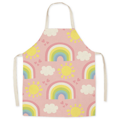 Lina karikatūra Mākoņa varavīksnes priekšauts Eļļas necaurlaidīgs priekšauts Vecākiem un bērniem Virtuve Bez piedurknēm Priekšauts Priekšauts Virtuve Delantal Cocina Delantal