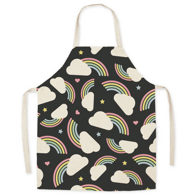 Lina karikatūra Mākoņa varavīksnes priekšauts Eļļas necaurlaidīgs priekšauts Vecākiem un bērniem Virtuve Bez piedurknēm Priekšauts Priekšauts Virtuve Delantal Cocina Delantal