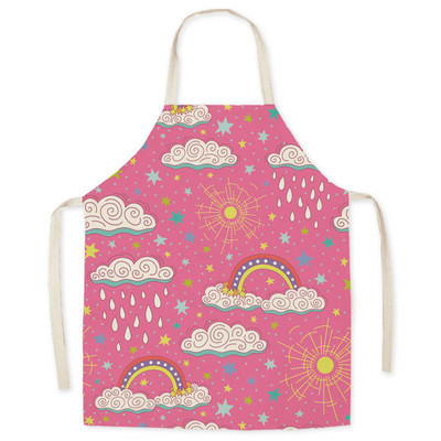 Lina karikatūra Mākoņa varavīksnes priekšauts Eļļas necaurlaidīgs priekšauts Vecākiem un bērniem Virtuve Bez piedurknēm Priekšauts Priekšauts Virtuve Delantal Cocina Delantal