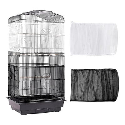 Bird Cage Cover Catcher Guard Net Cover Bird Nylon Mesh Airy Cage Soft Stretchy Skirt for Round Square Cages Parrot Accessories