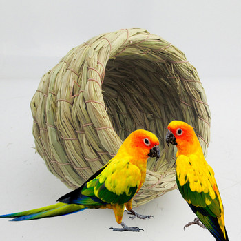 Χαριτωμένη φωλιά παπαγάλου άχυρο πουλί Φωλιά Φυσικό Χειροποίητο Ζεστό Περιστερόσπιτο Υπνοδωμάτιο Μικρή Αυλή Ζώων Ζεστά κλουβιά πουλιών Προμήθειες πουλιών