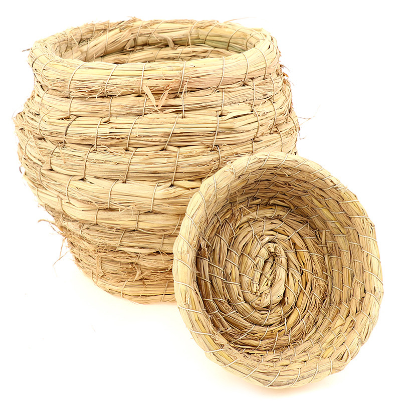 Dabīgās šķiedras salmu putnu ligzda Putnu būris Papagaiļu atpūtas vairošanās vieta Ar rokām gatavota silta mājdzīvnieku guļamistaba papagaiļiem Kanārijputni Balodis Balodis