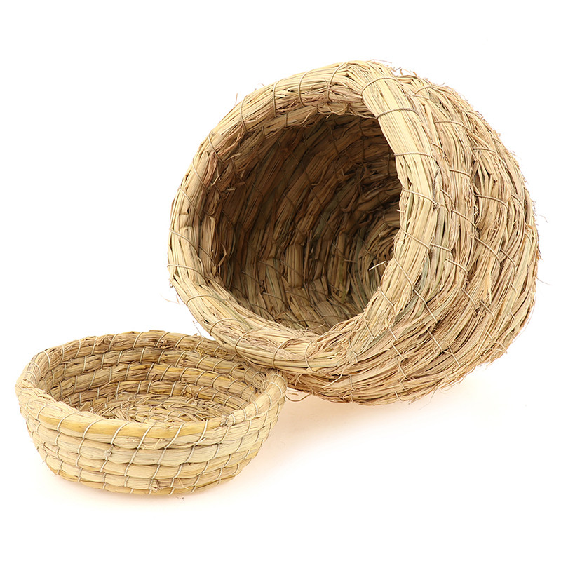 Dabīgās šķiedras salmu putnu ligzda Putnu būris Papagaiļu atpūtas vairošanās vieta Ar rokām gatavota silta mājdzīvnieku guļamistaba papagaiļiem Kanārijputni Balodis Balodis