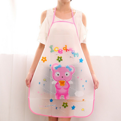 Cute Cartoon Kitchen Apron For Men Women Home Cleaning Tools Pink White Waterproof Apron Cotton Linen Easy To Clean House