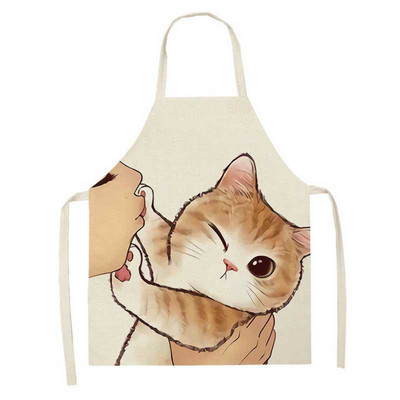 Cute Cartoon Cat Kitty Ποδιά Αντιρρυπαντική Αμάνικη Ποδιά Αμάνικη για Γυναικεία Καθαρισμός Οικιακής Χρήσης Αξεσουάρ μαγειρικής