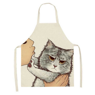 Cute Cartoon Cat Kitty Ποδιά Αντιρρυπαντική Αμάνικη Ποδιά Αμάνικη για Γυναικεία Καθαρισμός Οικιακής Χρήσης Αξεσουάρ μαγειρικής