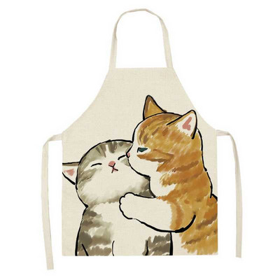 Cute Cartoon Cat Kitty Ποδιά Αντιρρυπαντική Αμάνικη Ποδιά Αμάνικη για Γυναικεία Καθαρισμός Οικιακής Χρήσης Αξεσουάρ μαγειρικής