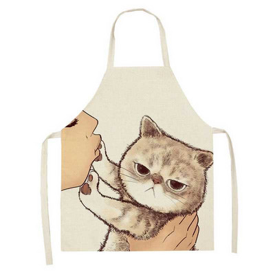 Cute Cartoon Cat Kitty Ποδιά Αντιρρυπαντική Αμάνικη Ποδιά Αμάνικη για Γυναικεία Καθαρισμός Οικιακής Χρήσης Αξεσουάρ μαγειρικής