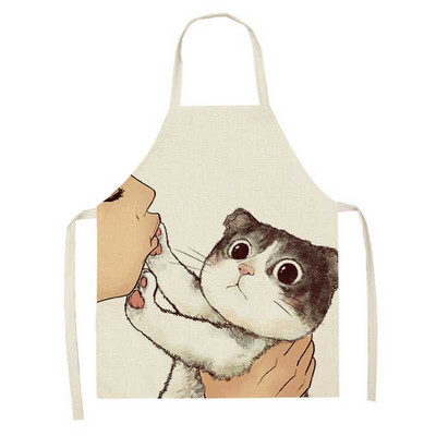 Cute Cartoon Cat Kitty Ποδιά Αντιρρυπαντική Αμάνικη Ποδιά Αμάνικη για Γυναικεία Καθαρισμός Οικιακής Χρήσης Αξεσουάρ μαγειρικής