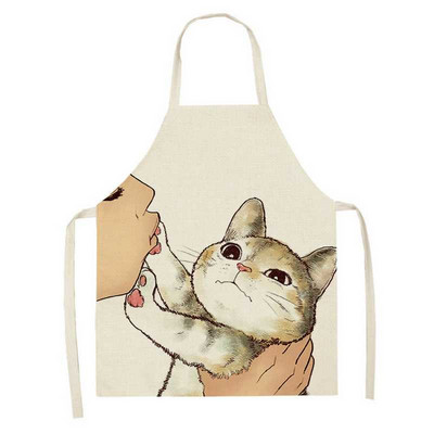 Cute Cartoon Cat Kitty Ποδιά Αντιρρυπαντική Αμάνικη Ποδιά Αμάνικη για Γυναικεία Καθαρισμός Οικιακής Χρήσης Αξεσουάρ μαγειρικής