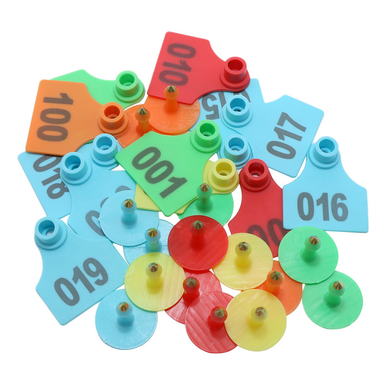 4*5cm Svinjske kozje ušne etikete BR. 001-100 Naušnice s bakrenom glavom životinje Oprema za svinje Identifikacijske kartice za životinje i goveda 100 kom.