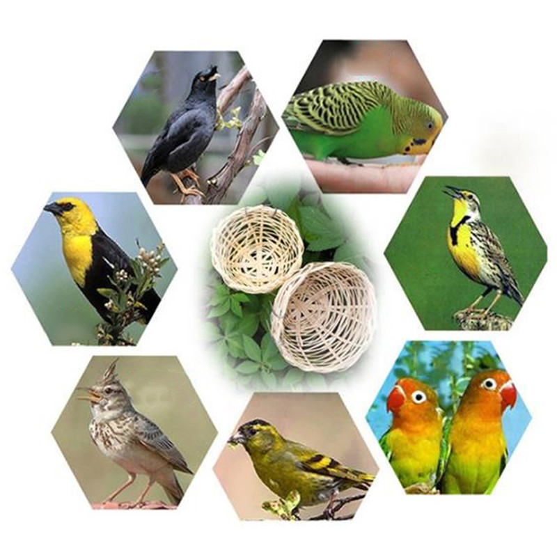 1 vnt Kabantis paukščių lizdas, bambukinis paukščių namelis, natūralaus pluošto paukščių namelis, mažas kanarėlių lizdas