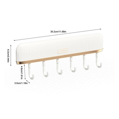 Öntapadó fali kampók állvány Konyhai sín Konyhai horogtartó Falra szerelhető kabáttartó edénytartó 6 kampóval Törülközőkampó sz.