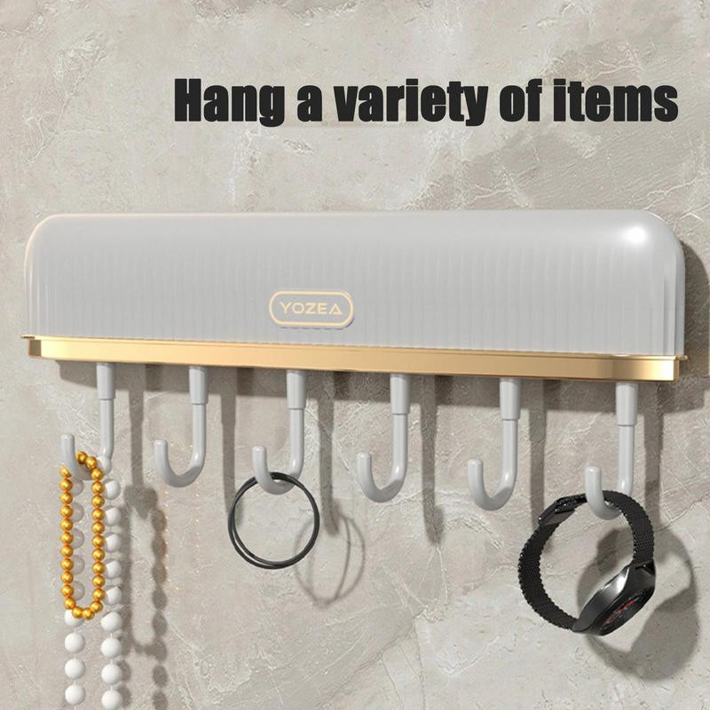 Öntapadó fali kampók állvány Konyhai sín Konyhai horogtartó Falra szerelhető kabáttartó edénytartó 6 kampóval Törülközőkampó sz.