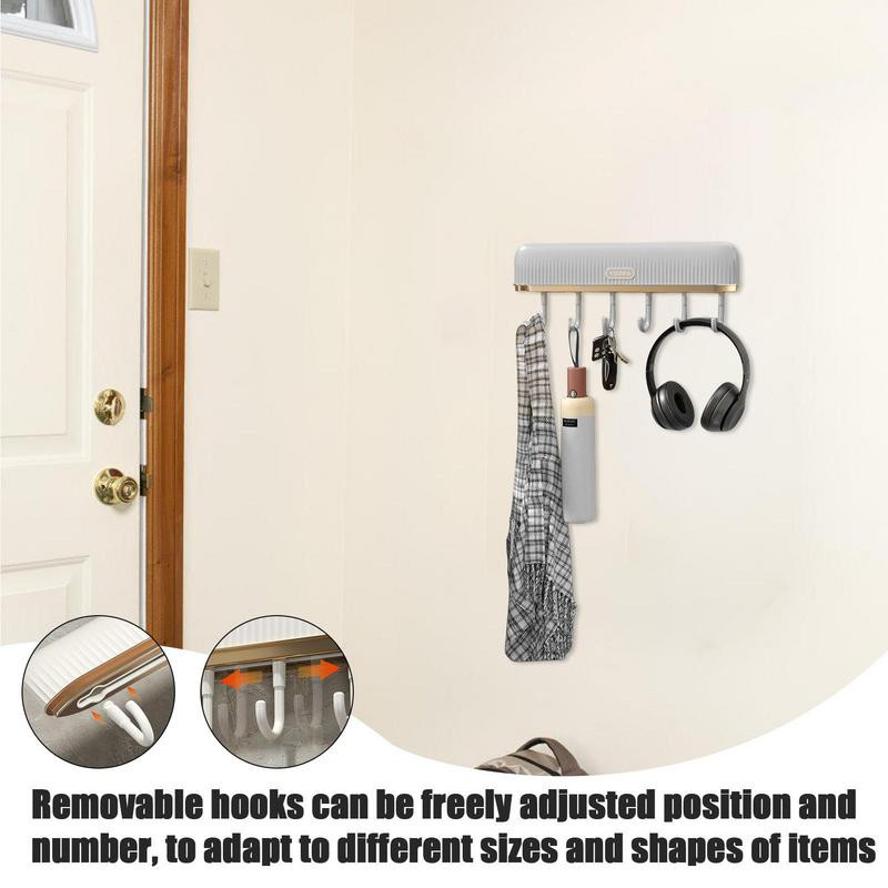 Līmīgs virtuves piederumu turētājs pie sienas stiprināms virtuves sliedes organizators mēteļu plaukta piederumu turētājs ar 6 āķiem dvieļu āķis bez urbšanas