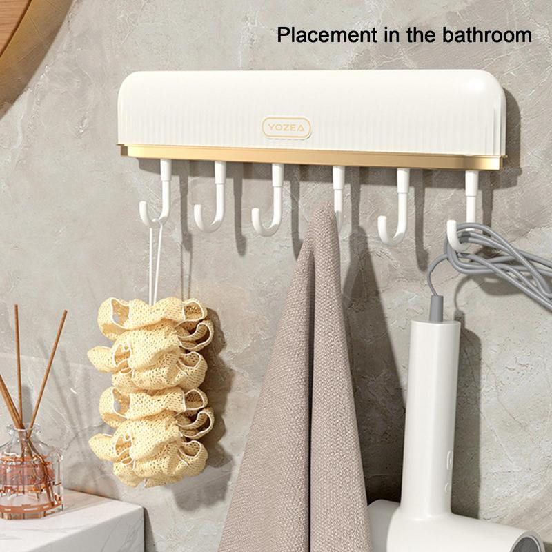 Līmīgs virtuves piederumu turētājs pie sienas stiprināms virtuves sliedes organizators mēteļu plaukta piederumu turētājs ar 6 āķiem dvieļu āķis bez urbšanas