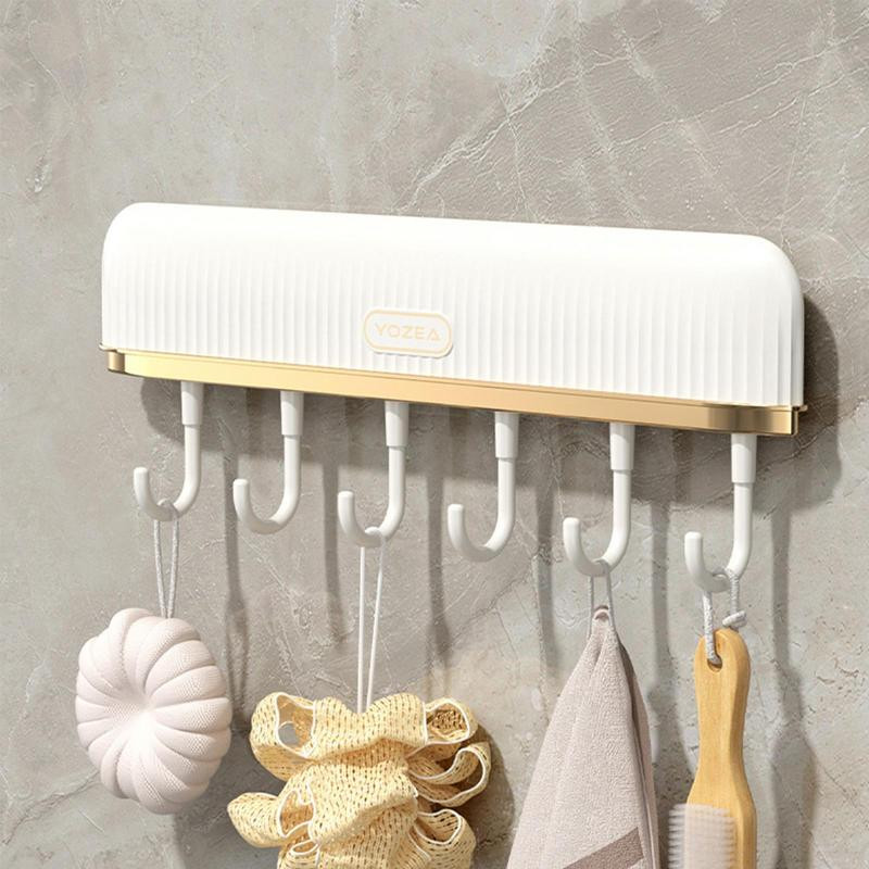 Līmīgs virtuves piederumu turētājs pie sienas stiprināms virtuves sliedes organizators mēteļu plaukta piederumu turētājs ar 6 āķiem dvieļu āķis bez urbšanas
