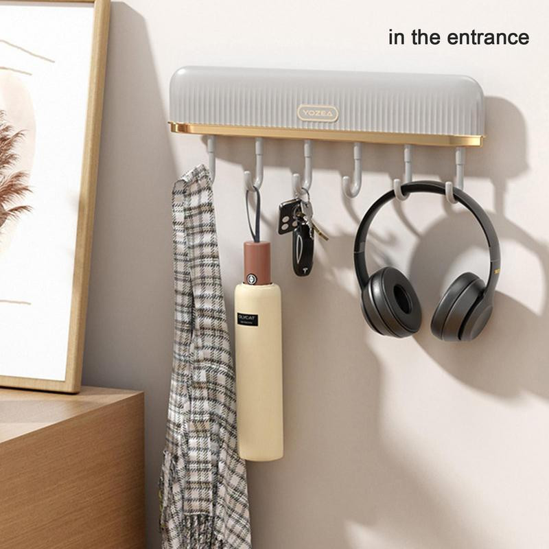 Līmīgs virtuves piederumu turētājs pie sienas stiprināms virtuves sliedes organizators mēteļu plaukta piederumu turētājs ar 6 āķiem dvieļu āķis bez urbšanas