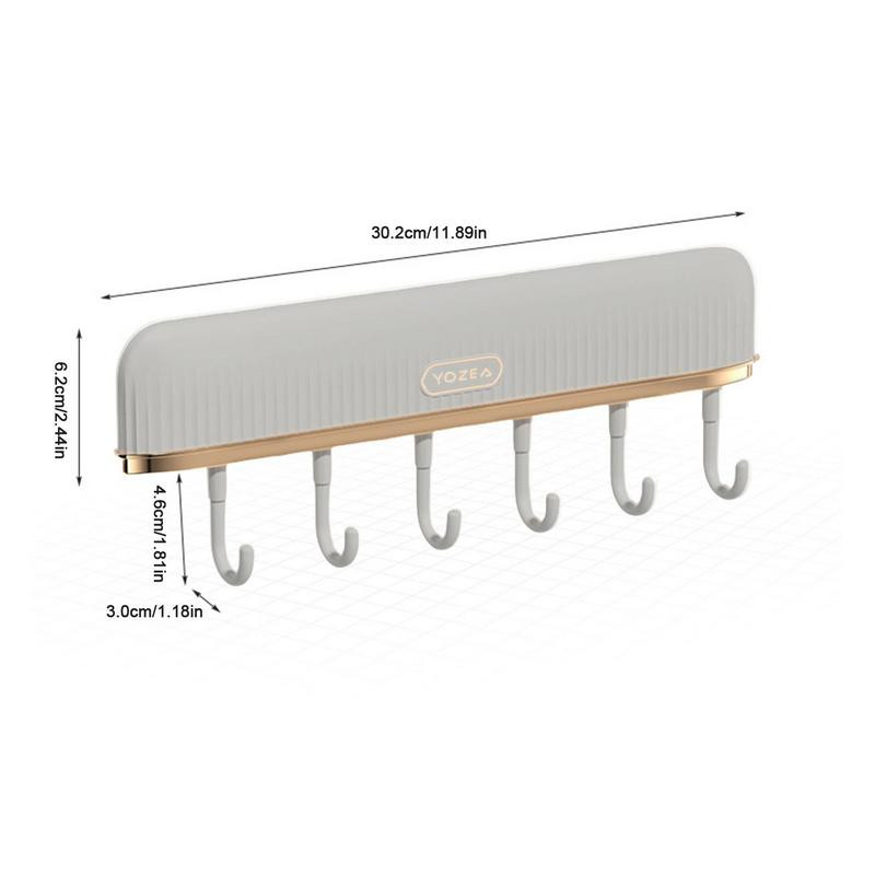 Līmīgs virtuves piederumu turētājs pie sienas stiprināms virtuves sliedes organizators mēteļu plaukta piederumu turētājs ar 6 āķiem dvieļu āķis bez urbšanas