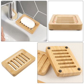 Тоалетен сапун Бамбукова тава Съд за съхранение на сапун за пране Ръчно изработен държач за кухненска гъба