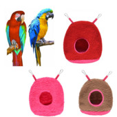 Mīksts plīša putnu papagaiļu ligzda šūpuļtīkls, silts ziemas piekārts būris māja Rotaļlietas Mājdzīvnieki Papagailis Gulta apaļa ala Miega būda telts rotaļlieta