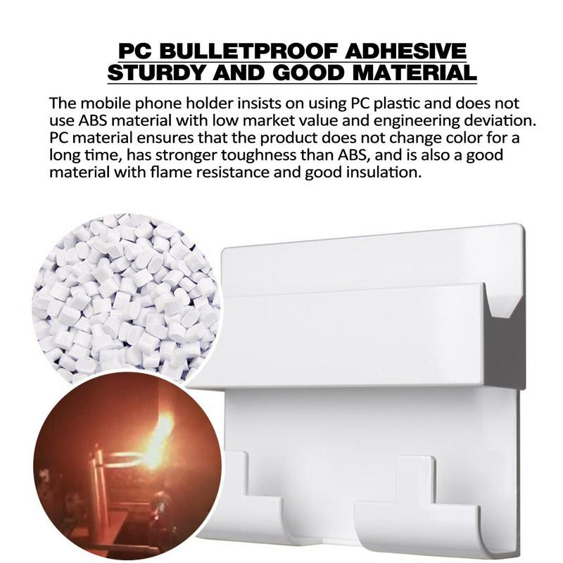 Sienas mobilā tālruņa uzlādes turētājs Līmējams mobilā telefona sienas statīvs lādētājam 2 kg gultnis, pašlīmējoša ligzdas kabata ar