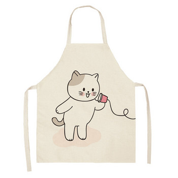 Кухненска престилка за готвене Карикатура на котка с принт без ръкави Памучно бельо Цветни престилки за мъже Жени Аксесоари за печене фартук