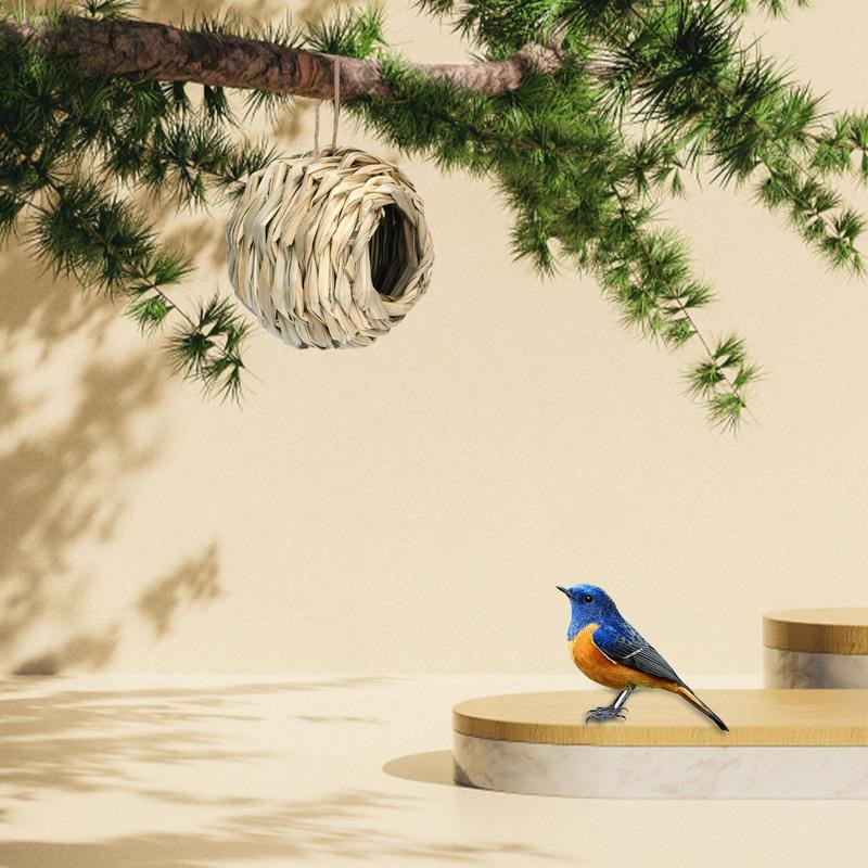 Salmu putnu ligzda ar rokām darināta baložu māja āra dārza logs putnu ligzdu patversme HutBird būri, piederumi papagaiļu būru piederumi