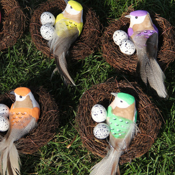 Изкуствени птичи гнезда Симулация на яйца Модел Микро приказна градинска декорация Миниатюрна фигурка Играчка Занаяти Аксесоар Прозорец