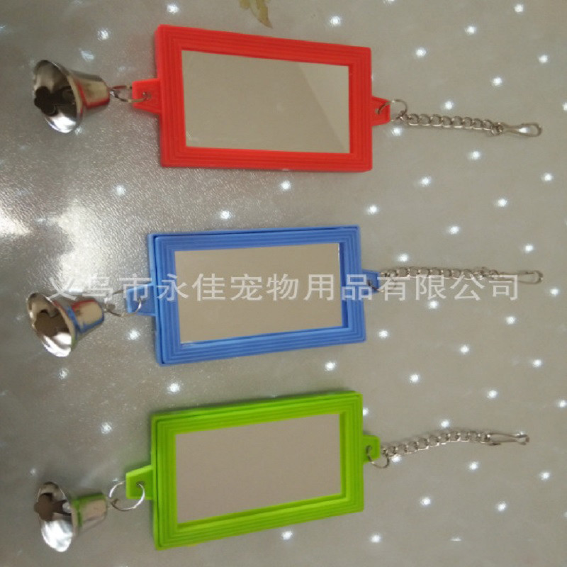 AHUAPET Αστείος Μίνι Πουλί Πολύχρωμος Καθρέφτης με Κουδούνια Παιχνίδια Πουλί Προμήθειες Παπαγάλος Καθρέφτης Μασώμενος Κρεμαστός Ρυμούλκησης Σχήματα Ζώων Ζώων Ε