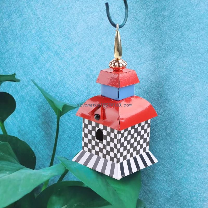 Ταΐστρα πουλιών για εξωτερικό κρεμασμένο μεταλλικό σπιτάκι πουλιών με μικρή φωλιά Δώρο για λάτρεις των πουλιών