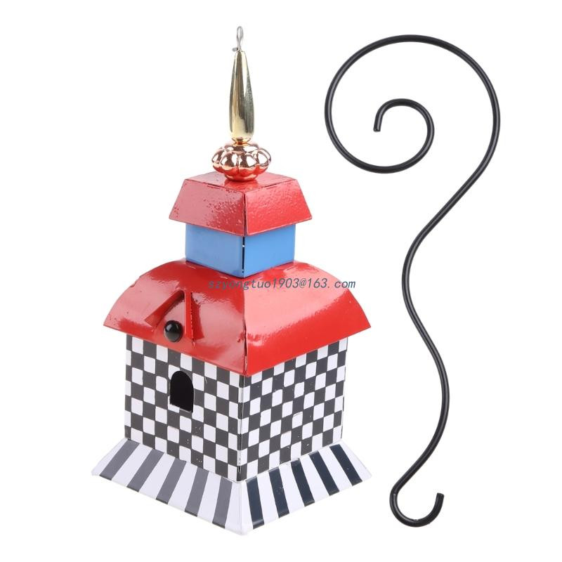 Ταΐστρα πουλιών για εξωτερικό κρεμασμένο μεταλλικό σπιτάκι πουλιών με μικρή φωλιά Δώρο για λάτρεις των πουλιών