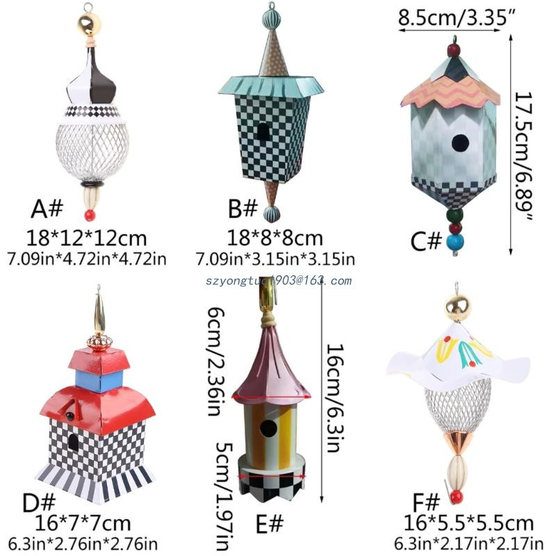 Ταΐστρα πουλιών για εξωτερικό κρεμασμένο μεταλλικό σπιτάκι πουλιών με μικρή φωλιά Δώρο για λάτρεις των πουλιών