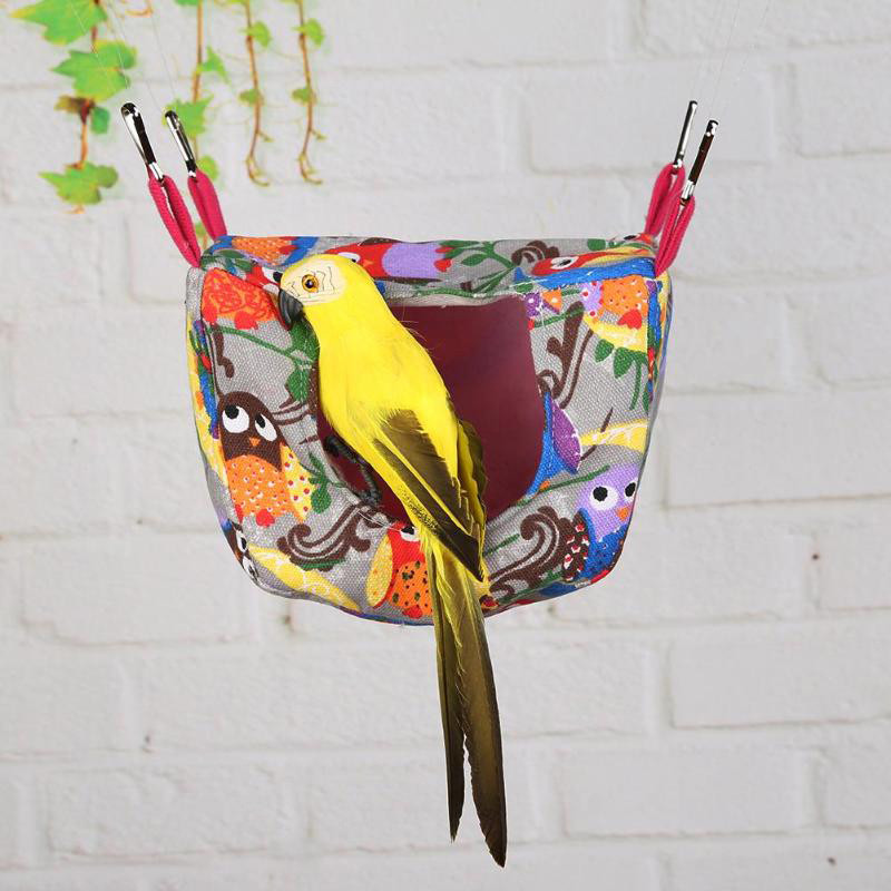 Rudens ziemas iekarināmā telts šūpuļtīkls putnu guļamvieta Mīksta silta papagaiļa ligzda Putnu māja putnu būri Aksesuāri