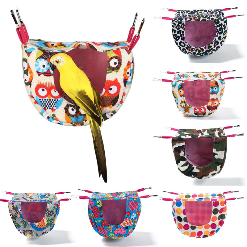 Rudens ziemas iekarināmā telts šūpuļtīkls putnu guļamvieta Mīksta silta papagaiļa ligzda Putnu māja putnu būri Aksesuāri